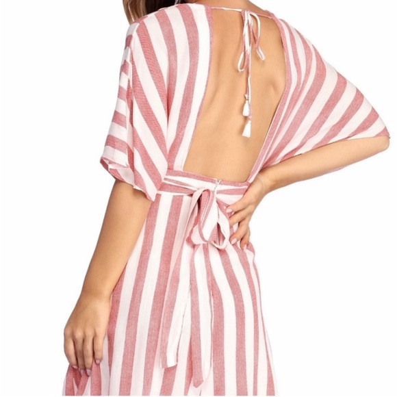 Nwt Essue Macy Blackwell Pink White Hotel Striped ButtonUp open back Dress sz S - Picture 5 of 15